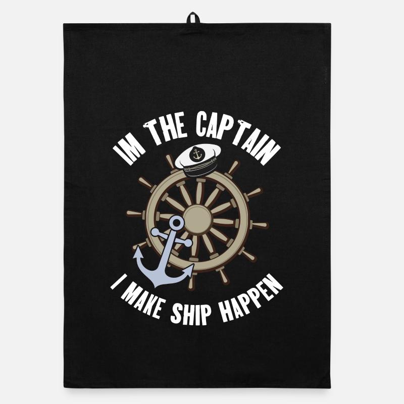 Captain Sailing Motorboat Boat Ship Sailor Organic dish towel