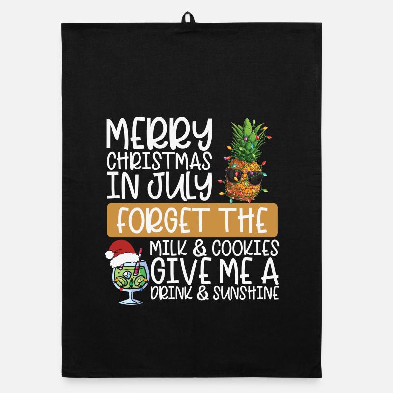 Pineapple Merry Christmas in July Organic dish towel