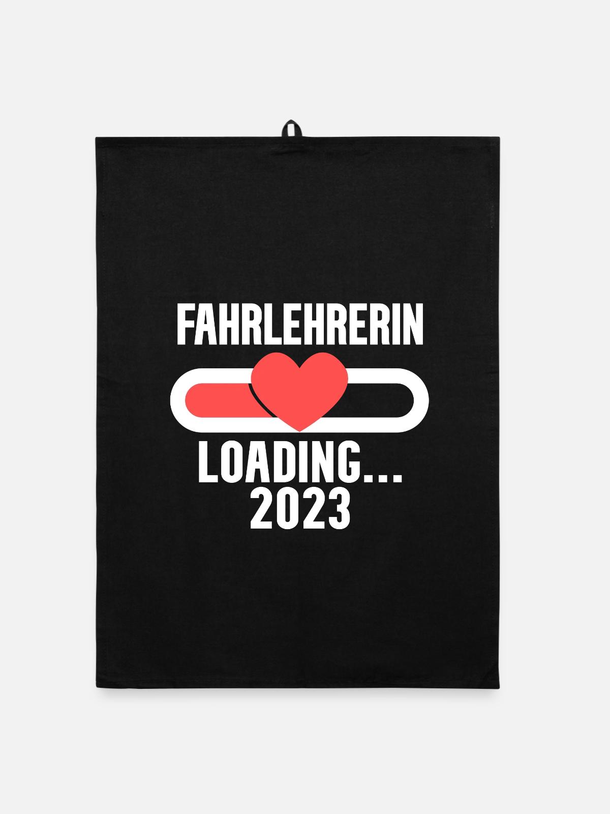 Fahrlehrerin 2023 Loading - Organic Geschirrtuch - Schwarz - Vorne