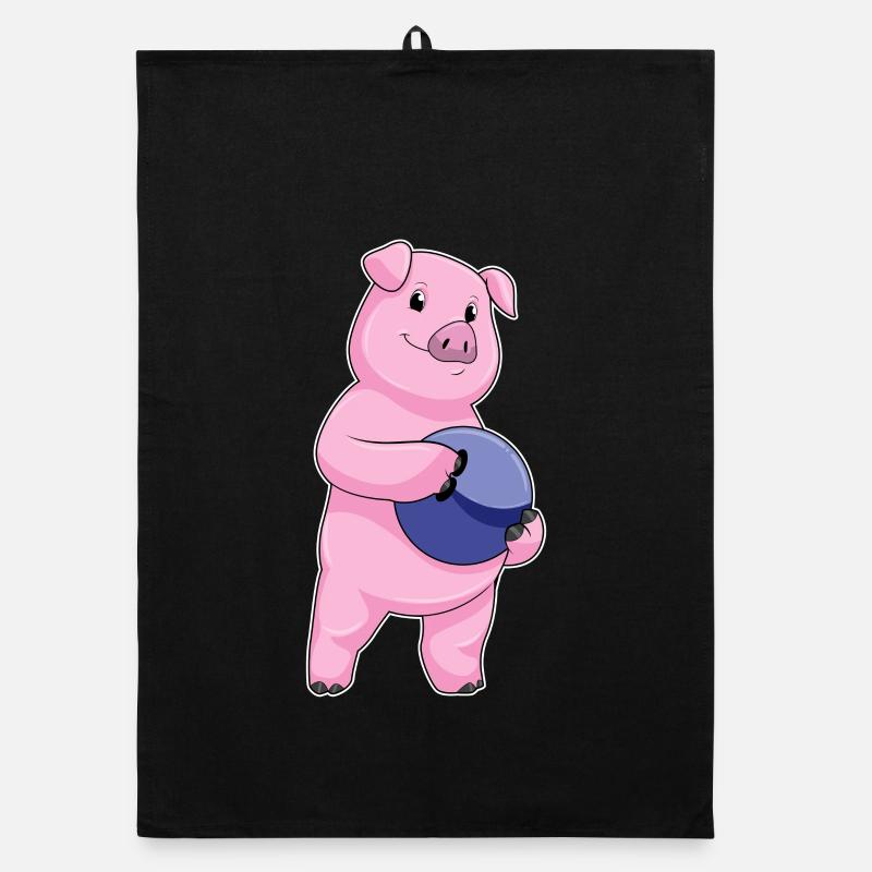 Pig Bowling Bowling Ball Organic dish towel