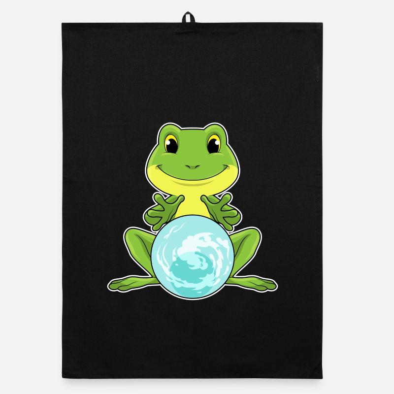 Grenouille avec boule de cristal Torchon bio