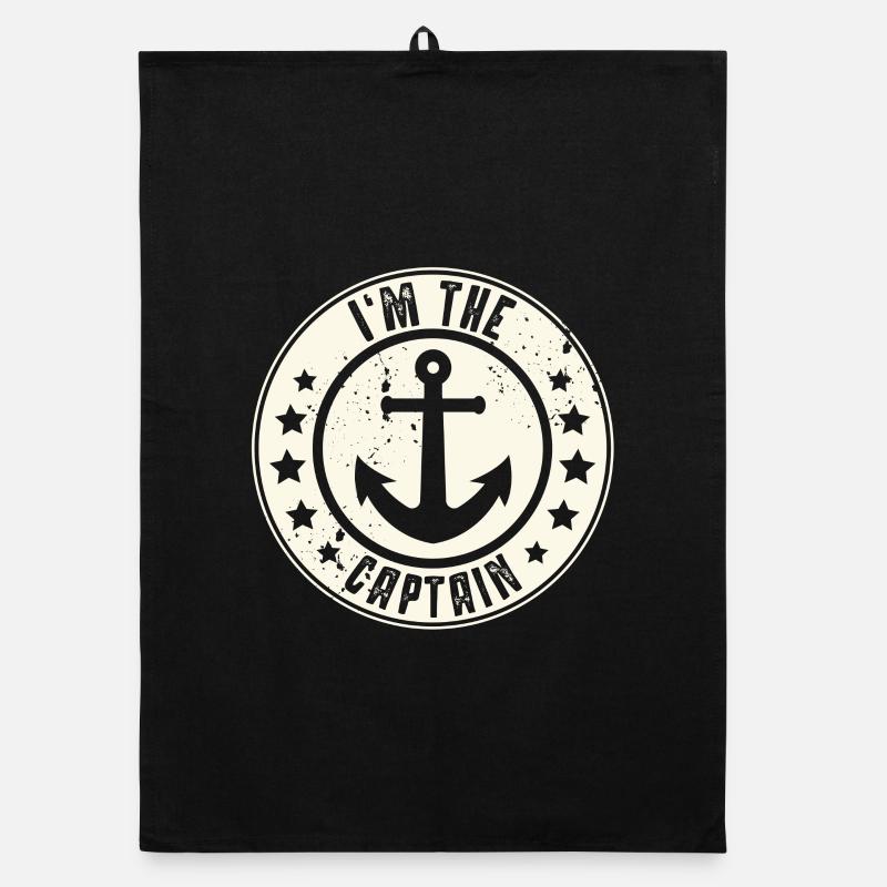 Captain Sailing Motorboat Boat Ship Sailor Anchor Organic dish towel