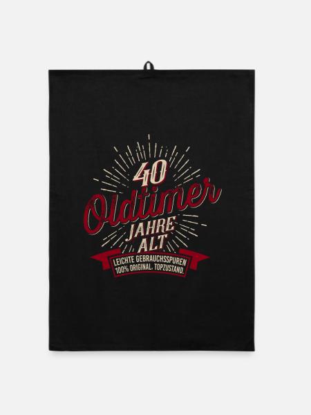 40. Geburtstag Oldtimer - Organic Geschirrtuch - Schwarz - Vorne