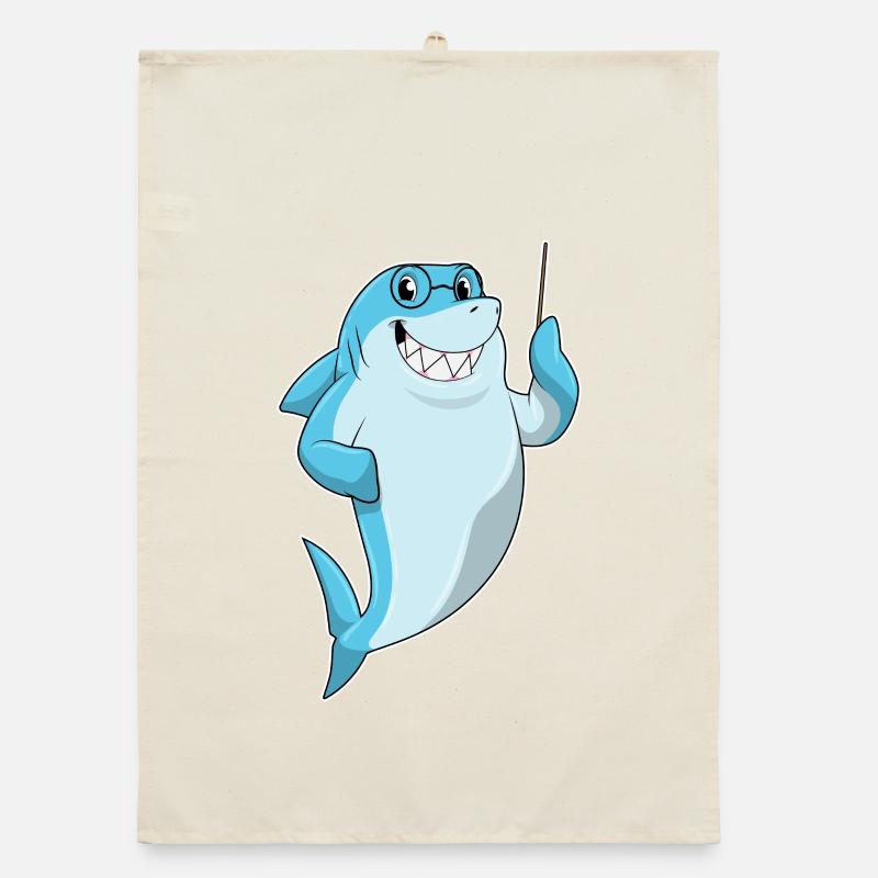 École du professeur de requin pointant des bâtons Torchon bio