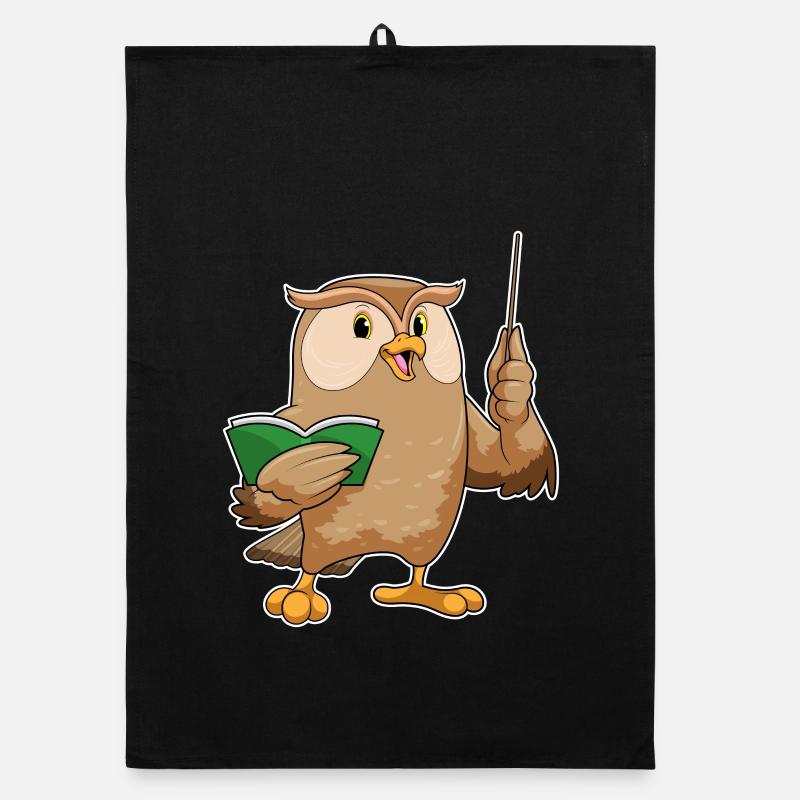 Owl teacher pointer school Organic dish towel