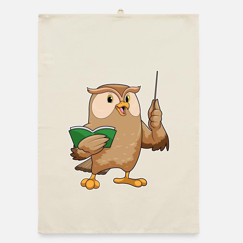 Owl teacher pointer school Organic dish towel