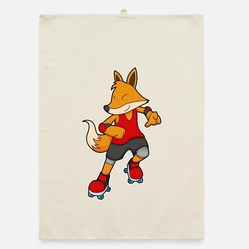 Fox Roller Skating Roller Skates Organic dish towel