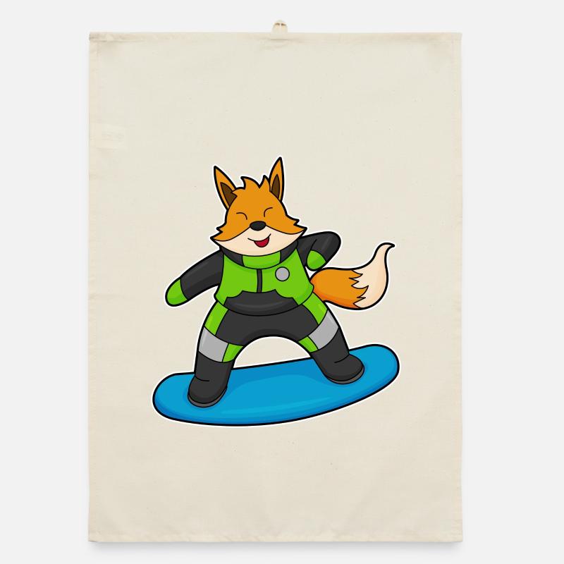 Fuchs Snowboarder Snowboard Organic dish towel
