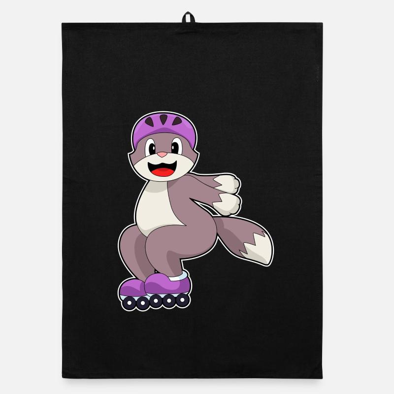 Cat Roller Skating Roller Skates Organic dish towel