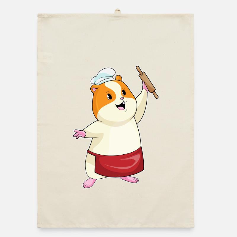 Hamster as a baker with rolling pin Organic dish towel