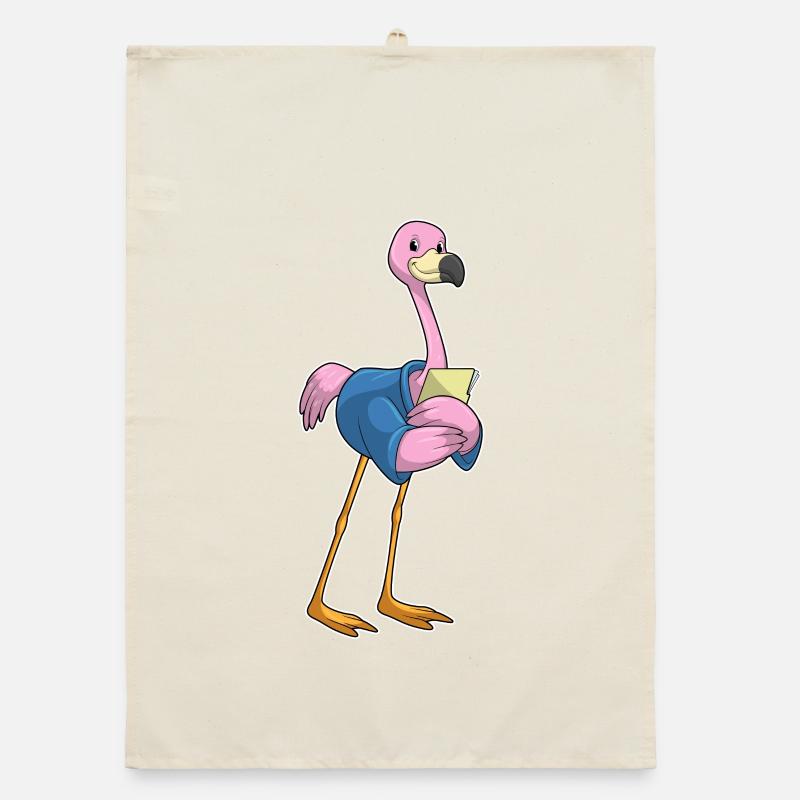 Flamingo en secrétaire avec bloc-notes Torchon bio