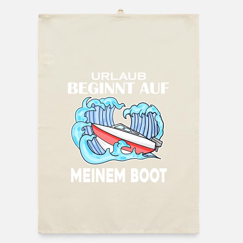 Urlaub Motorboot Kapitän Bootsführerschein Organic Geschirrtuch
