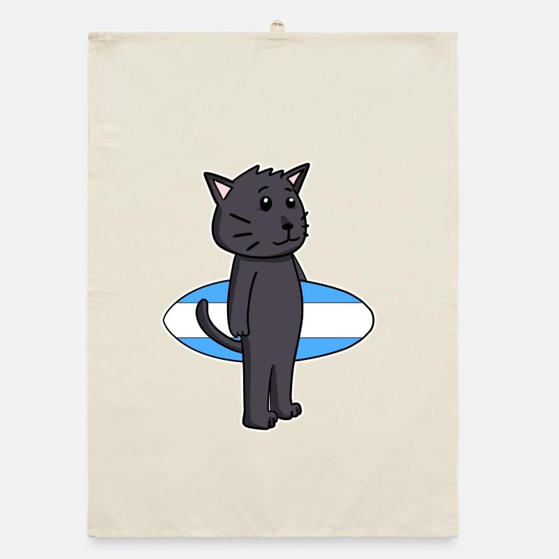 Surfboard Katze Bombay Surfen Geschenk Organic Geschirrtuch