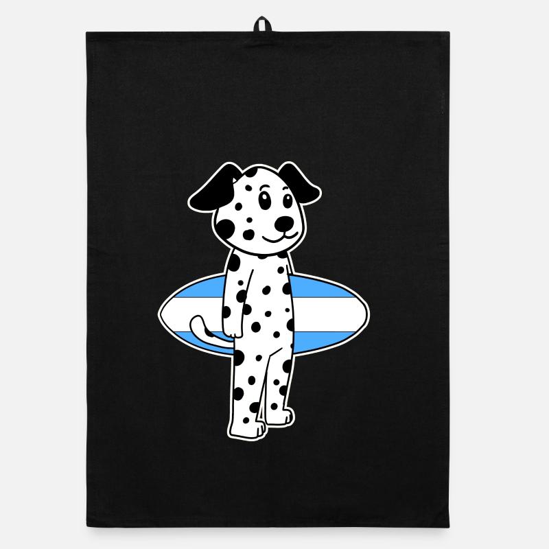 Surfboard Dog Dalmatian Surfing Gift Organic dish towel