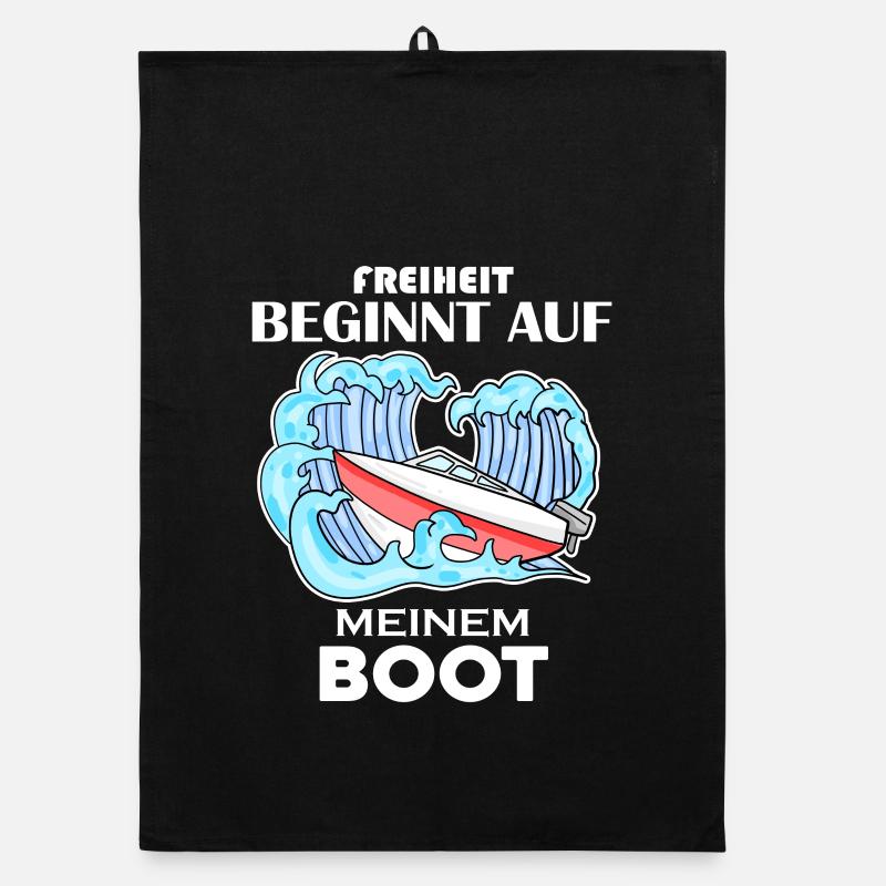 Motorboot Kapitän Boot Geschenk Organic Geschirrtuch