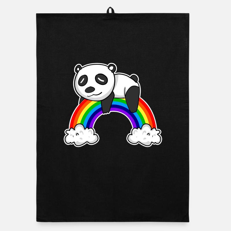Regenbogen Panda - Organic Geschirrtuch - Schwarz