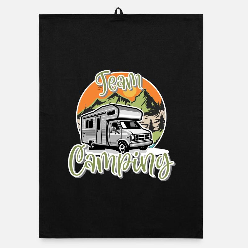 Team Camping Camper Campen - Organic Geschirrtuch - Schwarz