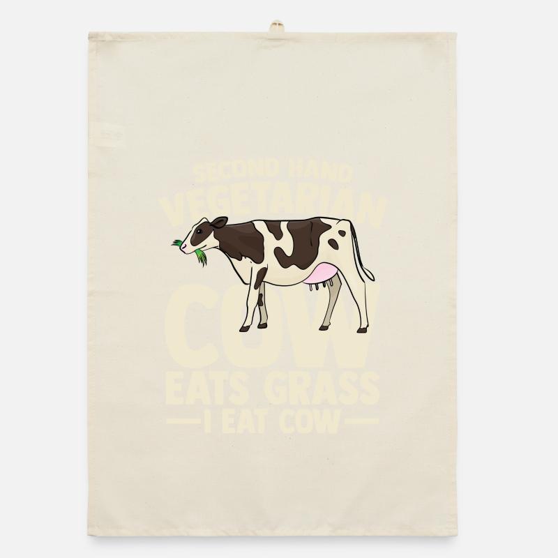second hand vegetarian cow eats grass i eat cow Organic Geschirrtuch