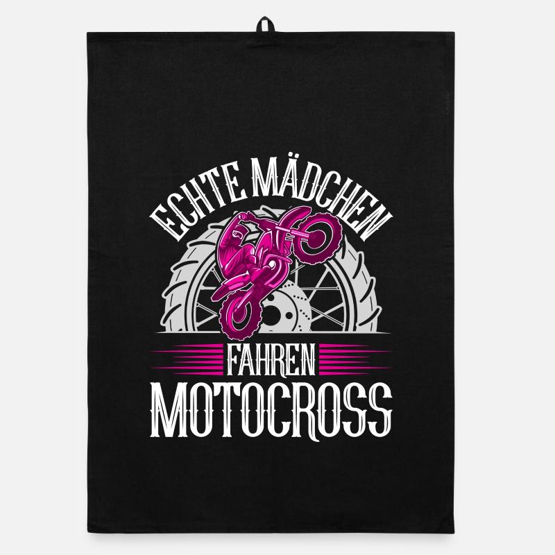 Motocross - Organic Geschirrtuch - Schwarz
