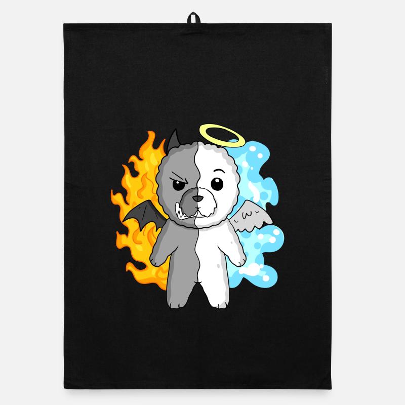 Hund Bichon Frise - Engel und Teufel Organic Geschirrtuch