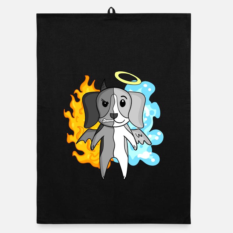 Dog Beagle - Angel and Devil Organic dish towel