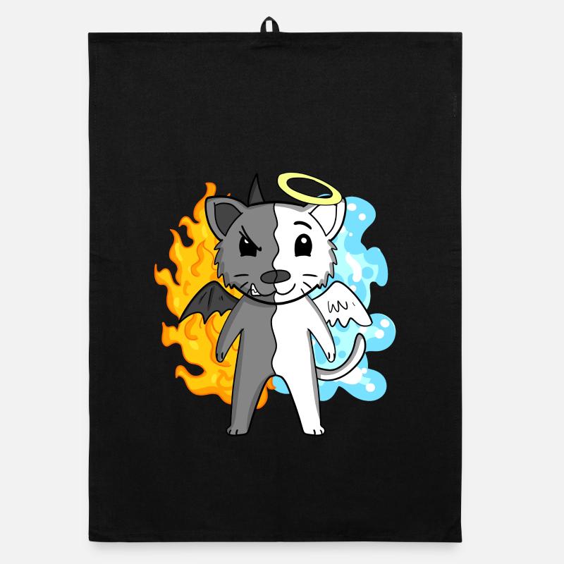 Cat Cat Breed Bombay - Angel and Devil Organic dish towel