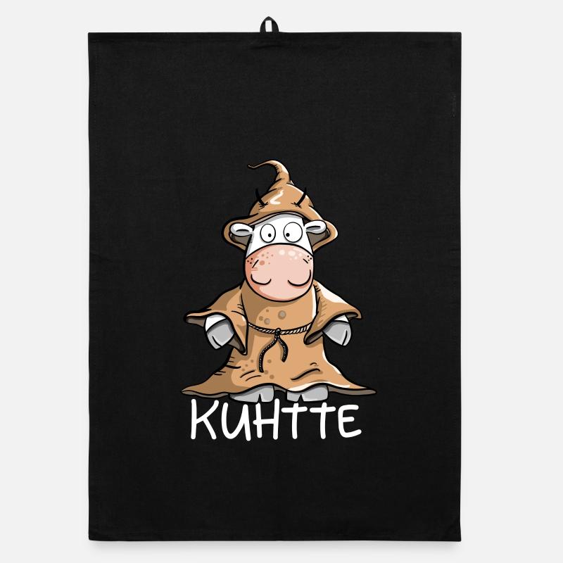 Kuh mit Mönch Kutte I KUHtte Wortspiel Organic Geschirrtuch
