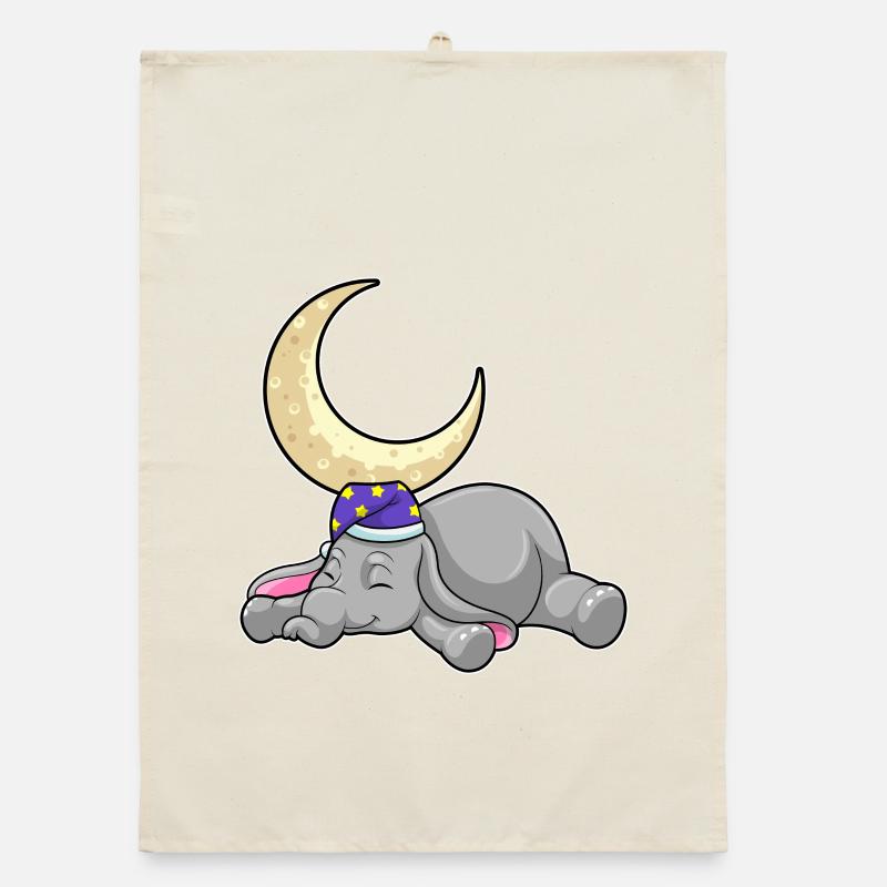 Éléphant avec lune Torchon bio