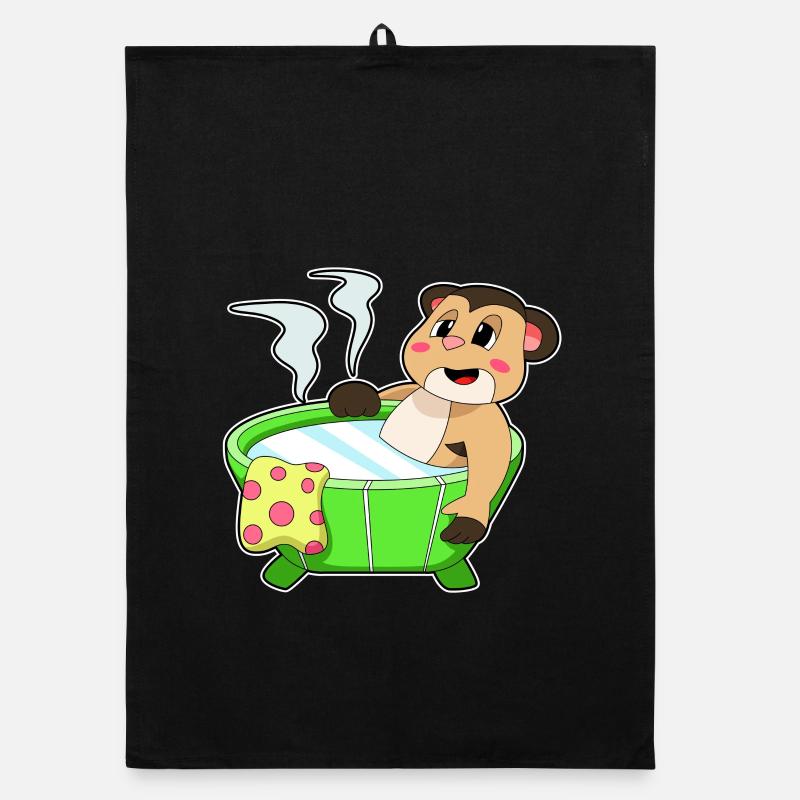 Suricates se baignant dans la baignoire Torchon bio