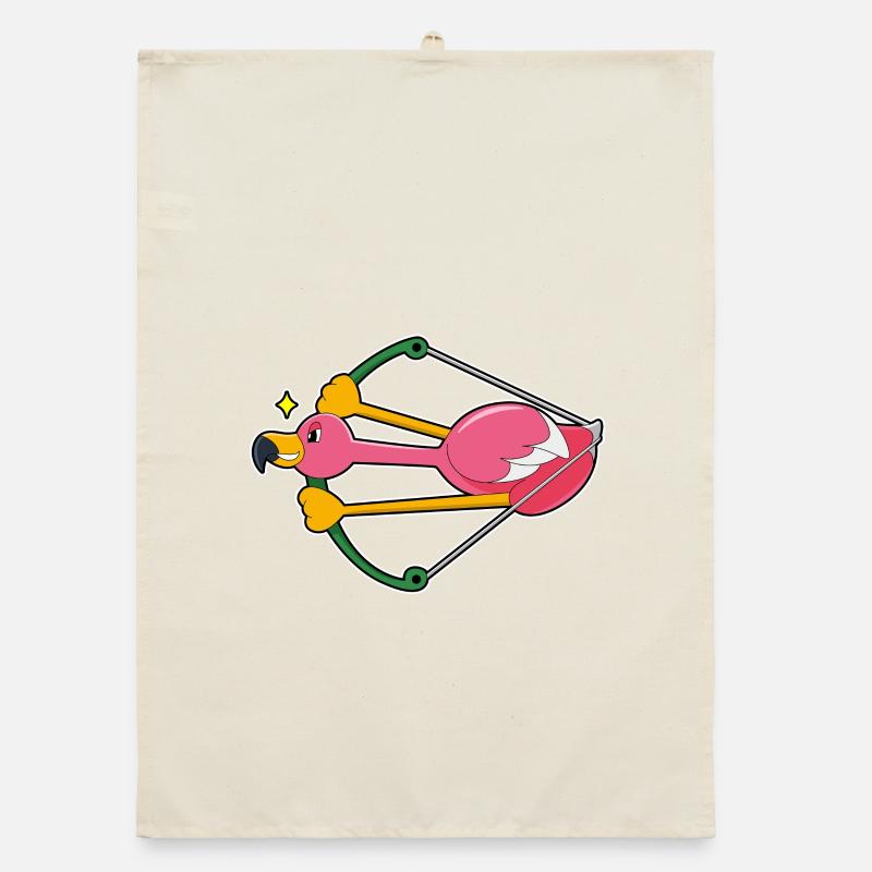 Flamant rose comme une flèche avec arc Torchon bio