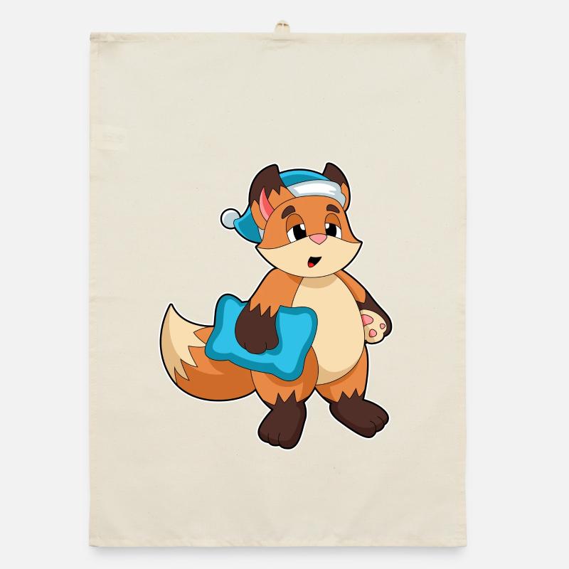 Fox Sleeping Night Cap Organic dish towel
