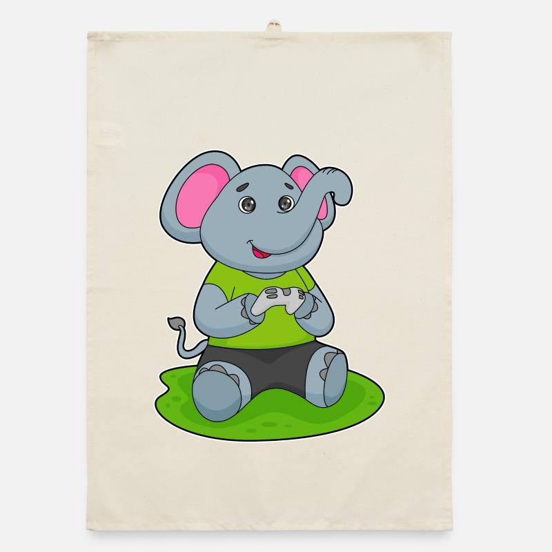 Elefant Gamer Controller Organic Geschirrtuch