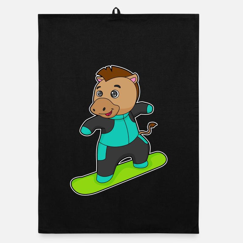 Snowboardeur à cheval Snowboard Torchon bio