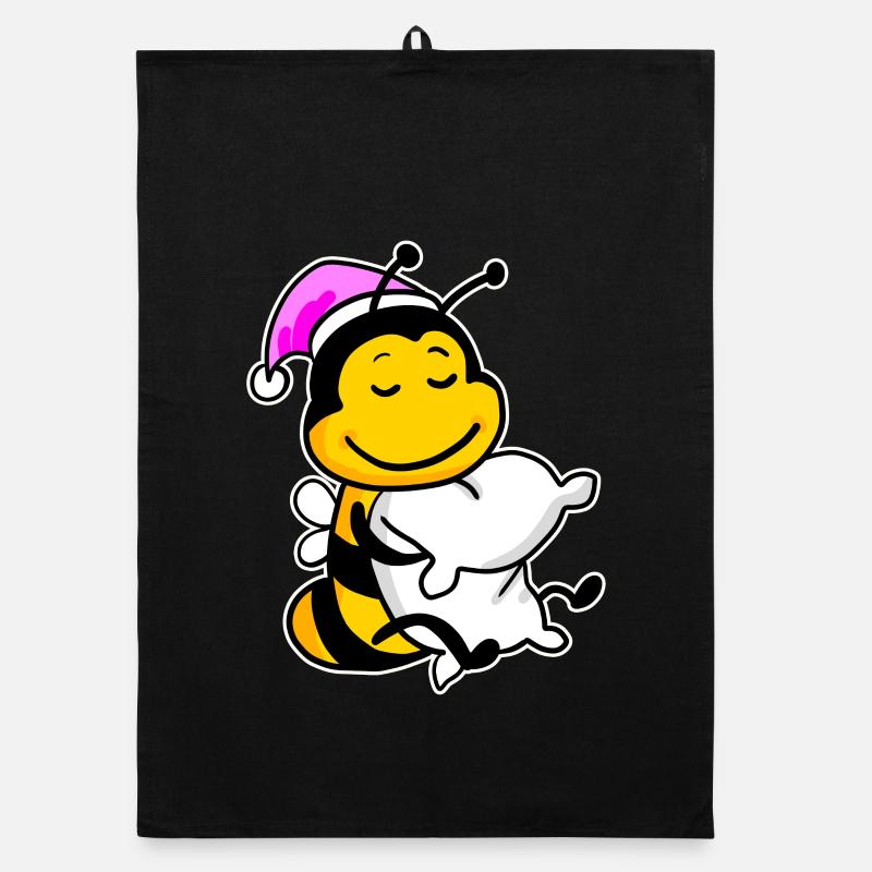 Bee with pillow and sleeping cap Organic dish towel