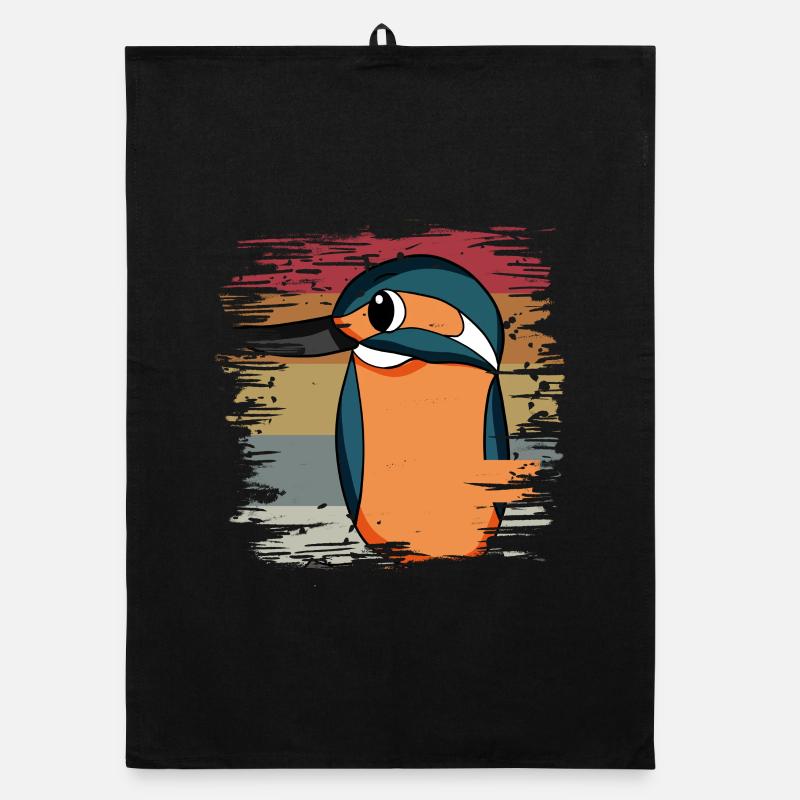 Eisvogel Blauer Vogel Retro Organic Geschirrtuch