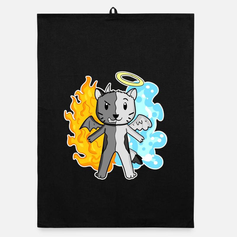 Cat Cat Breed Devon Rex - Angel and Devil Organic dish towel