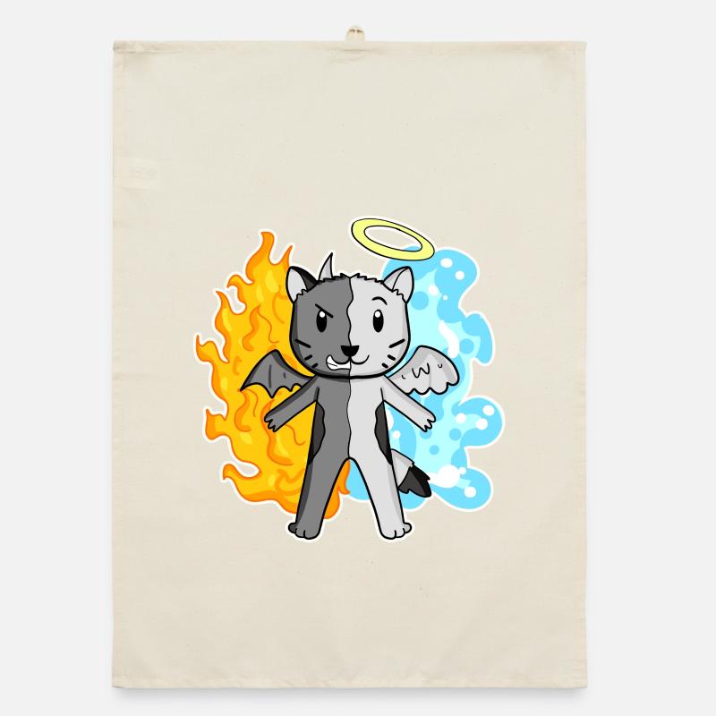 Cat Cat Breed Devon Rex - Angel and Devil Organic dish towel