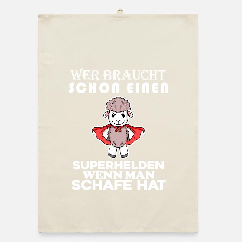 Schaf Superheld Hirte Organic Geschirrtuch