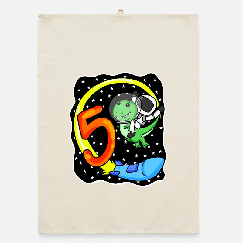 Young 5 years old dinosaur astronaut Organic dish towel