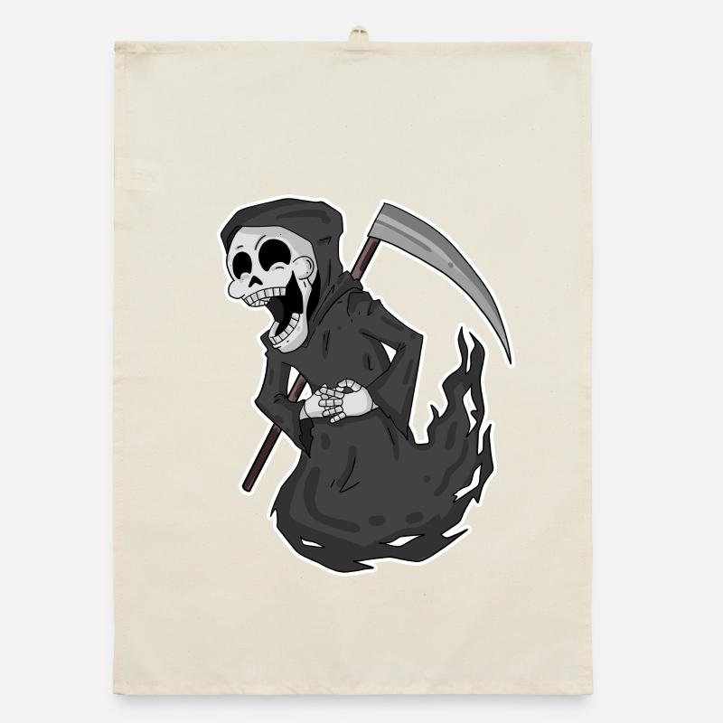Grim Reaper laughs funny Organic dish towel