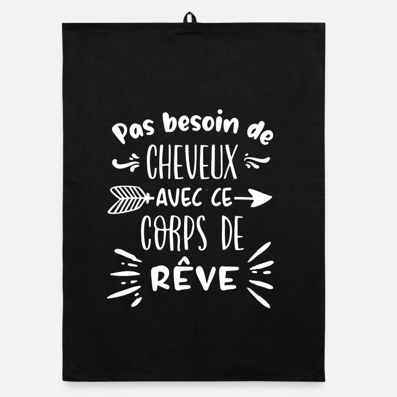 Pas besoin de cheveux avec ce corps de rêve - Torchon bio - noir