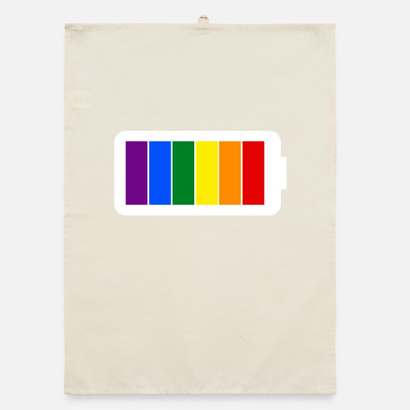 Rainbow Colors Battery Loading - Gay Pride Organic dish towel