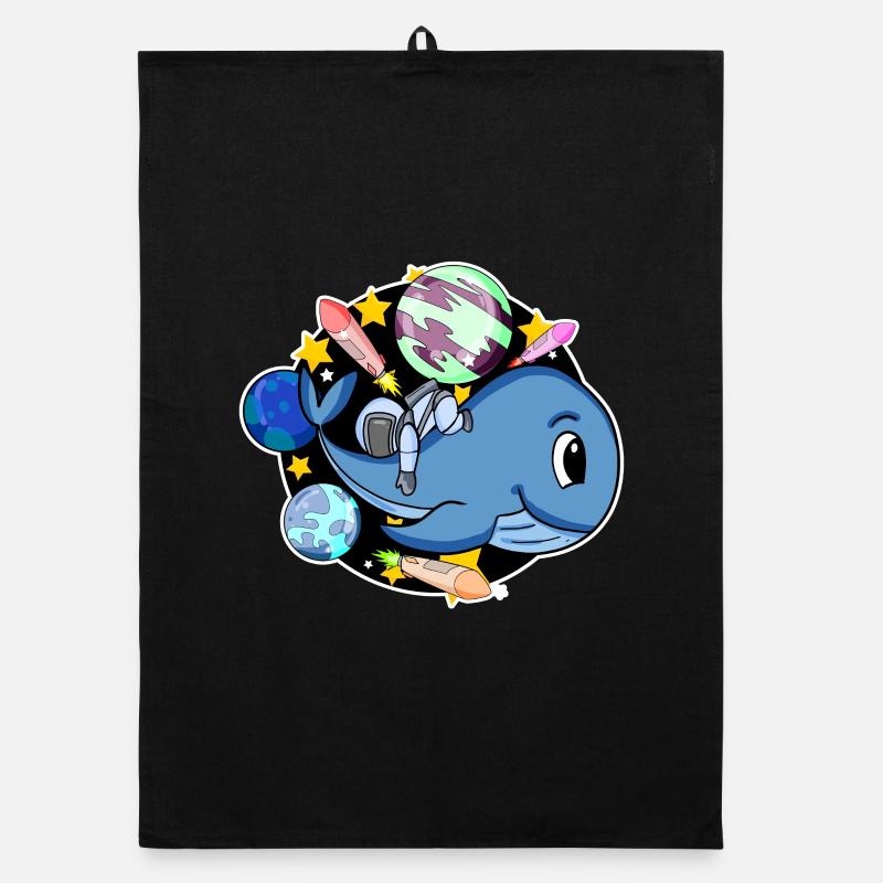 Astronaut in space with a whale Organic dish towel