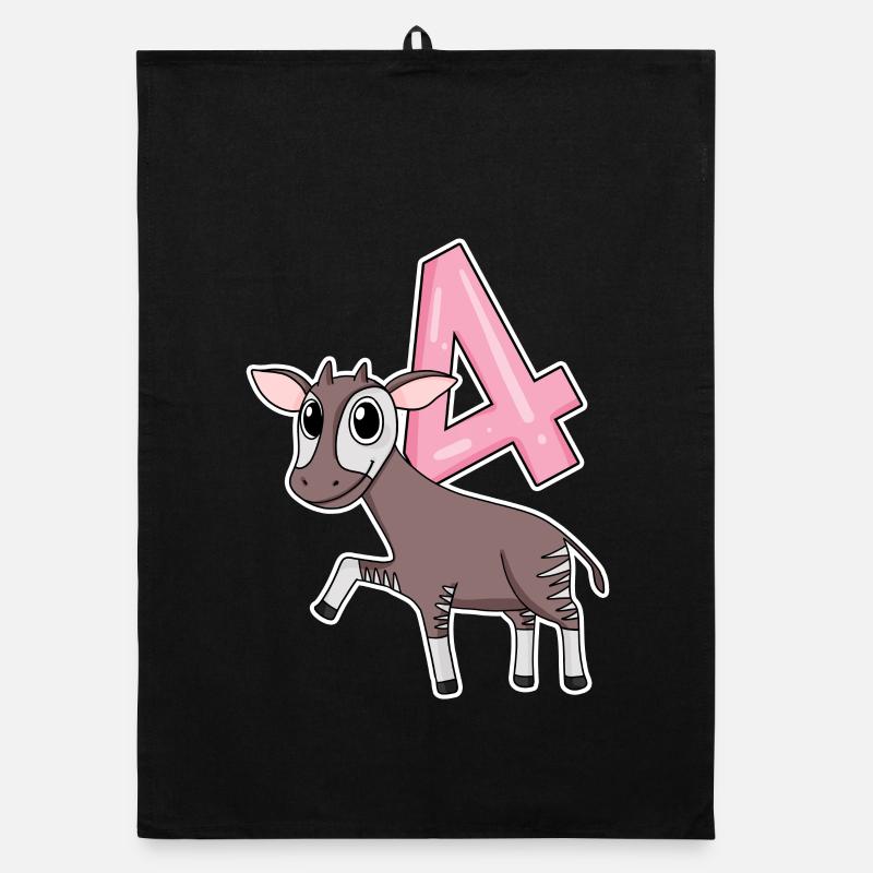 Fille de 4 ans Okapi cadeau de 4ème anniversaire Torchon bio