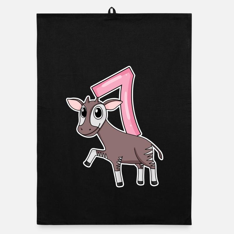 Fille de 7 ans Okapi cadeau de 7ème anniversaire Torchon bio