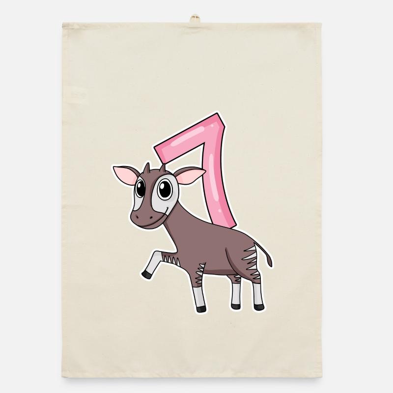 Fille de 7 ans Okapi cadeau de 7ème anniversaire Torchon bio
