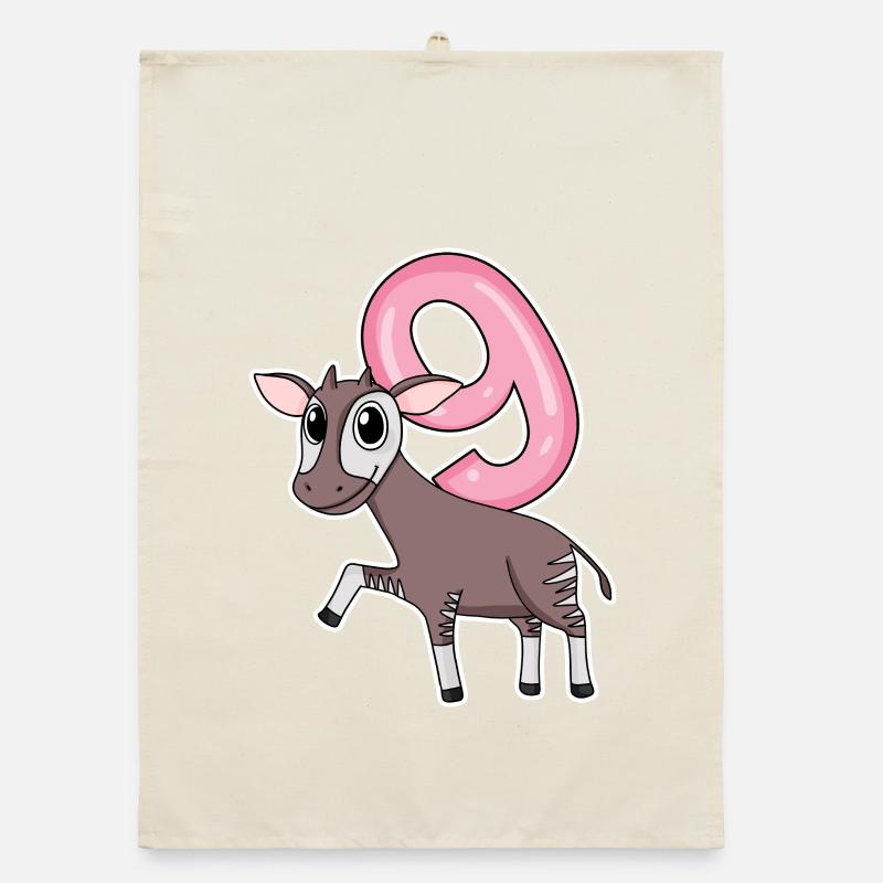 Girl 9 years old Okapi 9th birthday gift Organic dish towel
