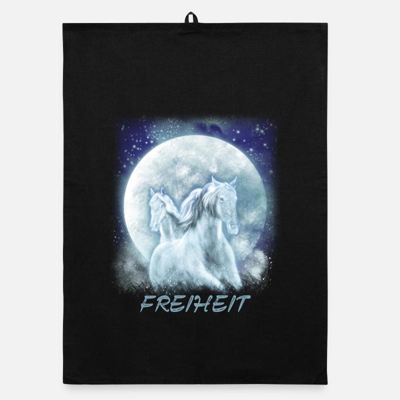Pferde Mädchen Freiheit - Organic Geschirrtuch - Schwarz