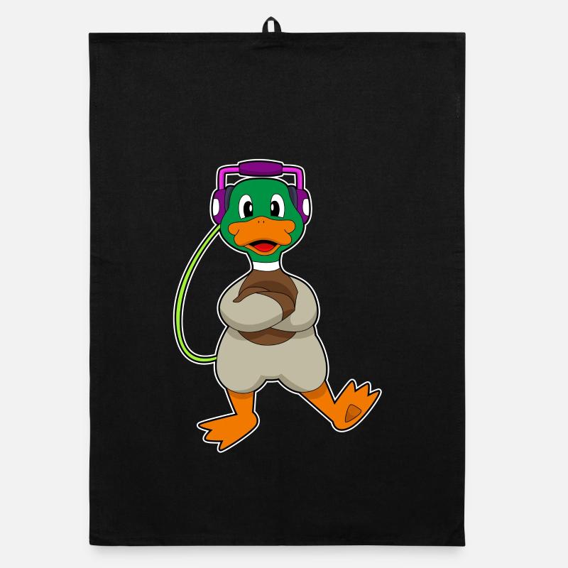 Musique de casque de canard - Torchon bio - noir