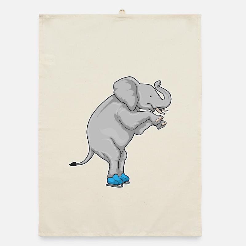 Elefant Eislaufen Schlittschuhe Organic Geschirrtuch